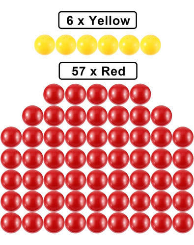 Conjunto De 63 Piezas De Bolas, 57 Rojas Y 6 Amarillas 3