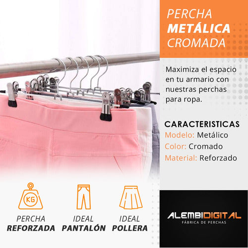 Percha Metalica Broche Polleras Ganchos Pantalones Cromada 5