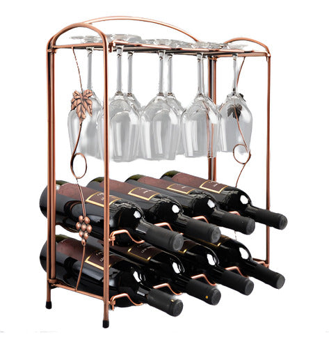 Organizador De Acero Para 8 Botellas Y 8 Copas De Vino 0