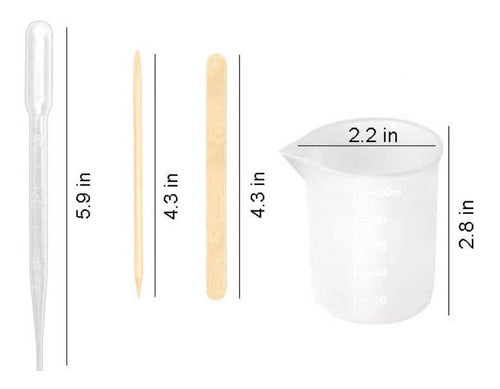 Kit Mezcla Resina 1 Vaso Silicona 100ml 5 Pipetas 10 Palitos 1