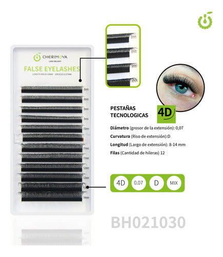 Cherimoya 4D Technological Lashes 0.07D Mix 8-14mm 1