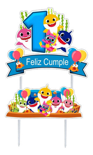 Diseños Fely Adorno Torta Cake Topper Personalizado Baby Shark Cumpleaños 1