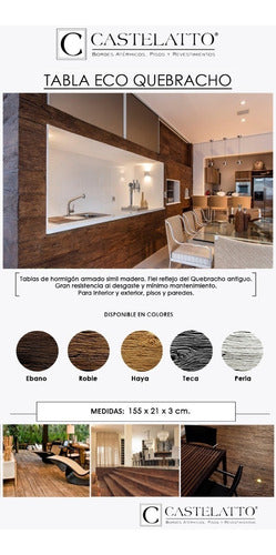 Piso Tabla Simil Madera Quebracho Hormigón 155x21 Castelatto 7