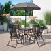 Door Garden Patio Set: Large Umbrella + Table + 4 Chairs 1