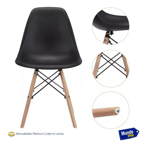 Mundo Shop Pack X6 Silla Eames Sillon Para Comedor Patas Madera Negra 3