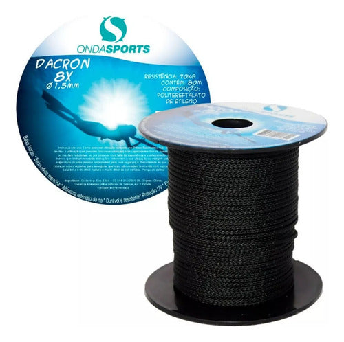 Linha Dacron Para Arbaletes 1,5mm Preto Rolo 8 Cordas 80mts 0