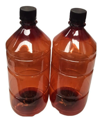 JP Amber Plastic Bottle 1 Liter X 100 Units With Plastic Caps 0