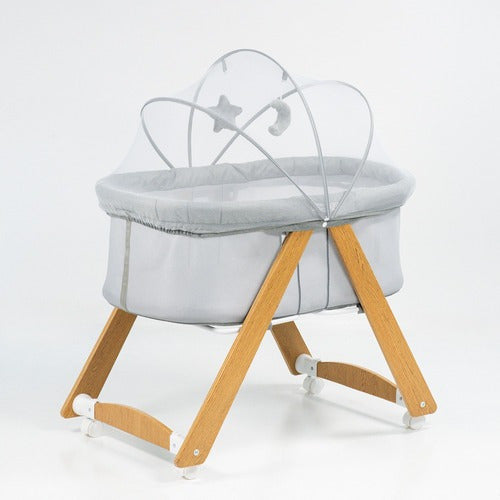 Mega Baby Luna Crib Moses Basket - Laminated Wood and Tulle 0