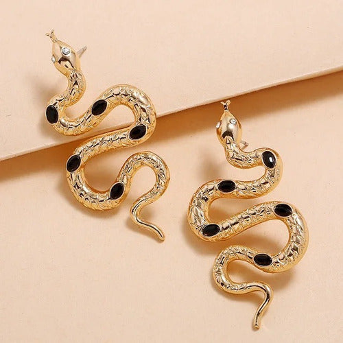 Rose.Mvd Caravanas Pendientes Serpiente Negra 1