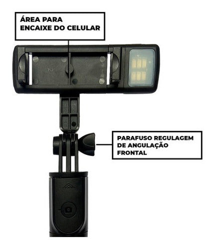 Pau De Selfie Controle Bluetooth Led Vertical E Horizontal 6