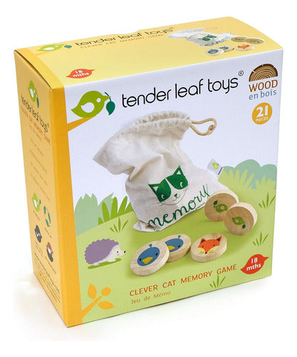 Memoria Gato Astuto Tender Leaf Juega Juguete Madera Niño Tx 0