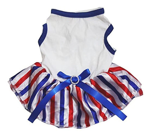 Petitebella Puppy Clothes Dog Dress Llanura Azul Blanco Top 0