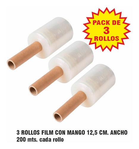 Film Stretch Con Mango - 3 Rollos 200 Mts. Cada Rollo 2