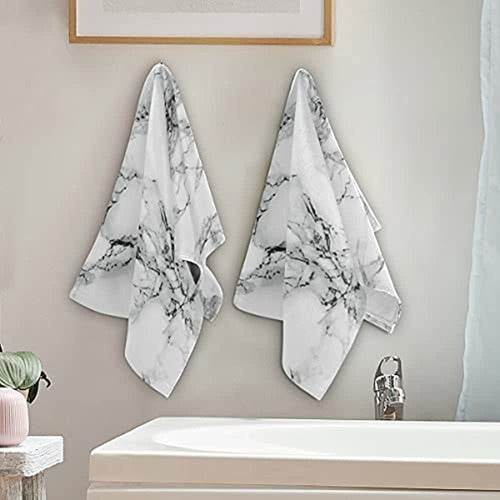 Giwawa Marble Bath Towel Set - 2 Absorbent White Marble Towels 2