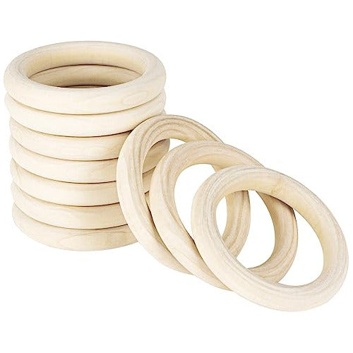 Pongja Solid Natural Wood Rings for Crafts 150mm, Set of 10 0