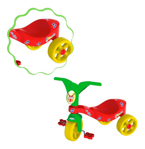 Triciclo Infantil Pop Music Vermelho E Verde Xalingo Totoka 4