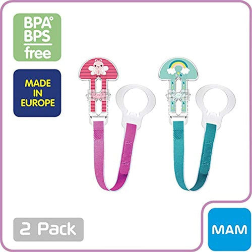 MAM Love and Affection Pacifier Clip I Love Mommy Girl 2 Count 1