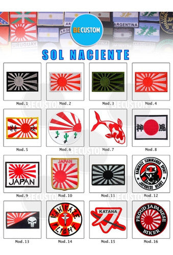 Parche Bordado Bandera Japon Sol Naciente Kamikaze Comando 1