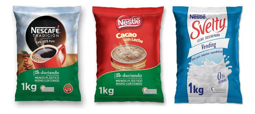 Pack Nescafe Cafe Tradicion + Cacao + Leche En Polvo X 1kg 0