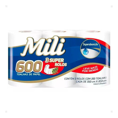 Mili Premium Kitchen Paper Towels X3 200 Sheets 0