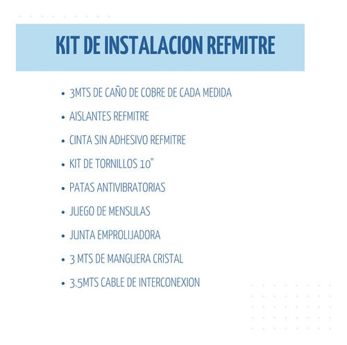 REFMITRE Kit Instalación Aire Acondicionado 6000 Fr. Inverter 1/4-5/8 2