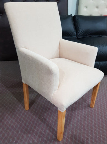 Chenille Tufted Armchair with Wood Arms Haig Fabric by Bufalosin 2