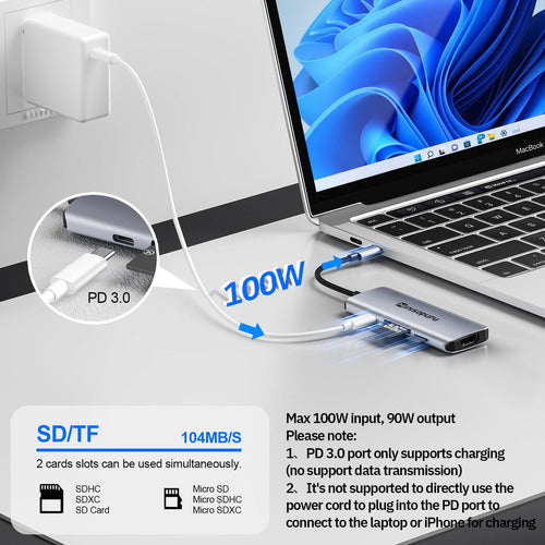 Adaptador Multipuerto Usb C Hub, Minisopuru Usb C Dock Para 6