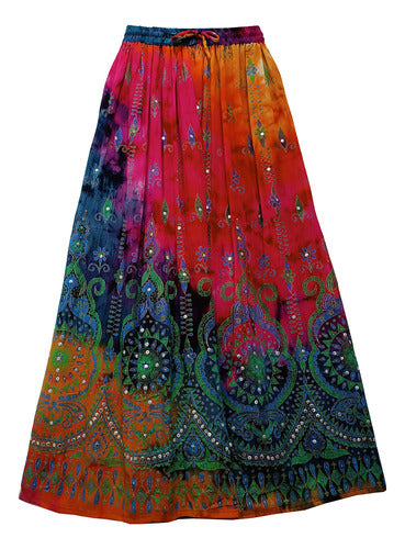 Saia Longa Indiana Boho Hippie Lantejoula Tie Dye (mod.1) 0