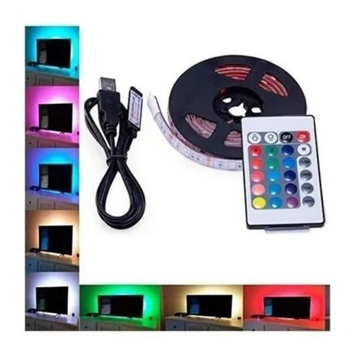 RGB 5050 3m LED Strip with Remote Control - USB Connection TV PC 1