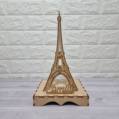 Centro De Mesa Torre Eiffel Con Base Y Nombre 30cm  X 12 Uni 1