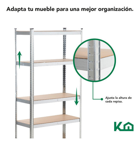 Kingshouse Metal Shelf with 5 MDF Wooden Shelves 180x90x40cm 2