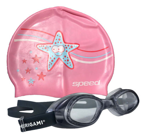 Origami Kids Swimming Kit: Goggles and Speed Printed Cap 30