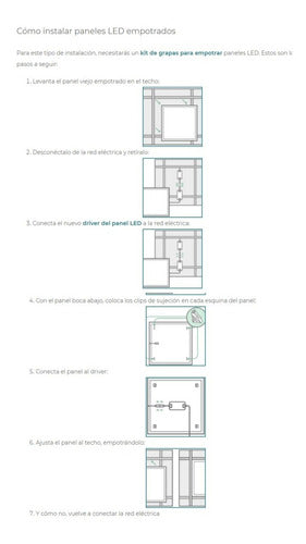 Led Light Blue Kit X4 Clip P/ Embutir Panel Led 60x60 Agarre Simple Durlock 1