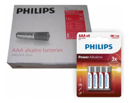 Pack 12 Blisters Pilas Alcalinas Philips Aaa X4 Alta Duracio 0