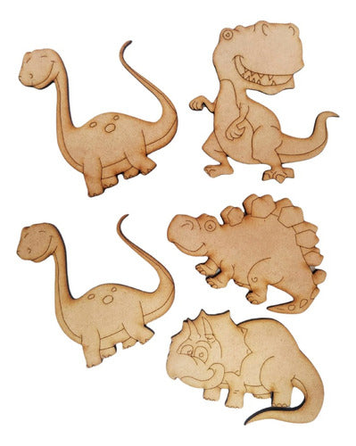 10 Figuras Dinosaurios Fibrofacil 3mm Mdf Souvenirs Pintar 0