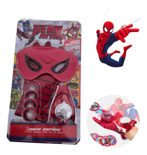 Brinquedo Infantil Luva Homem Aranha Lança Discos Máscara 4