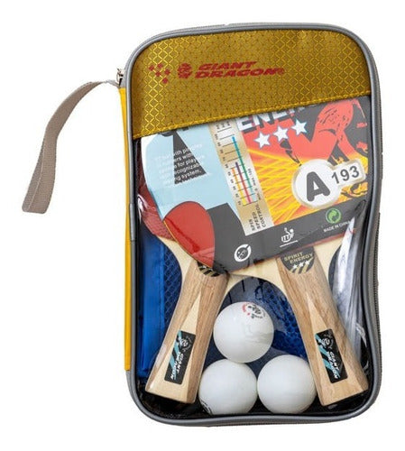 Giant Dragon Set Ping Pong 2 Paletas 3* + Red Soportes 3 Pelotas Y Funda 0