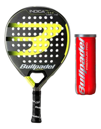 Bullpadel Paleta Pádel Indiga Ctrl22 Funda + Pelotas X3 - Rex 0