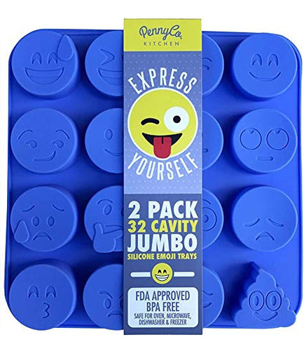 Moldes Emoji De Silicona De Tamaño Jumbo - 32 Cavidades, Paq 0