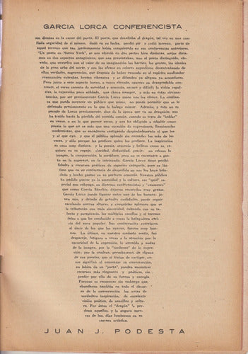 1934 Sobre Conferencia De Garcia Lorca En Montevideo Raro 1