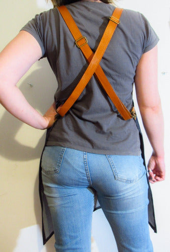 Unisex Jean and Leather Apron for Bar Chef Catering Events 4