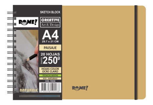 Rome Block Boceto A4 Eco Naturale 20 Sheets Smooth 250 Gr 0