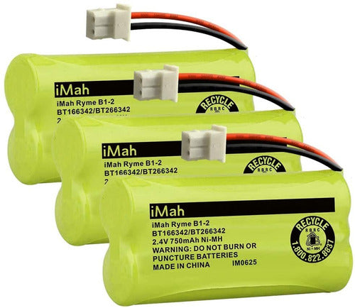 iMah Ryme B1-2 BT166342 BT266342 BT183342 BT283342 Cordless Phone Batteries Compatible with Vtech CS6114 CS6429 CS6719-2 AT&T EL5210 EL51203 Handset Telephone, Pack of 3 0