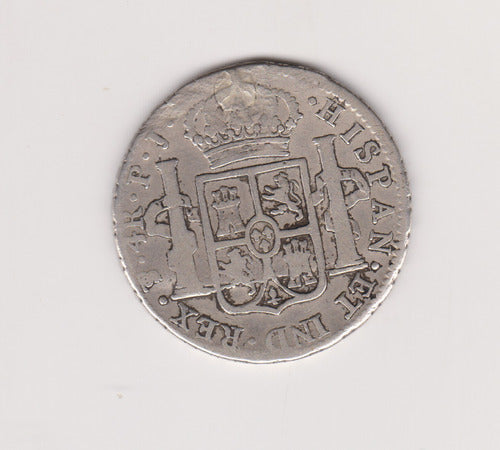 Moneda Potosi 4 Reales Año 1808 Pj Plata Buena + Reparada 1