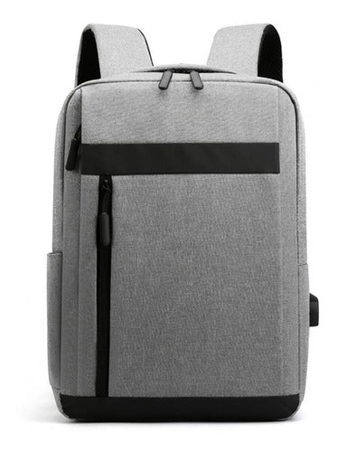 Mochila Notebooks Hasta 15.6'' Impermeable Puerto Usb Gris 1