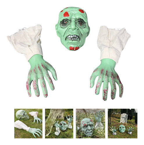 JBIM Zombie 3 Piece Skull Arms Décor for Garden Halloween 0