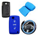 Blue Silicone Steering Wheel Cover 3 Button Key Peugeot Blade 0