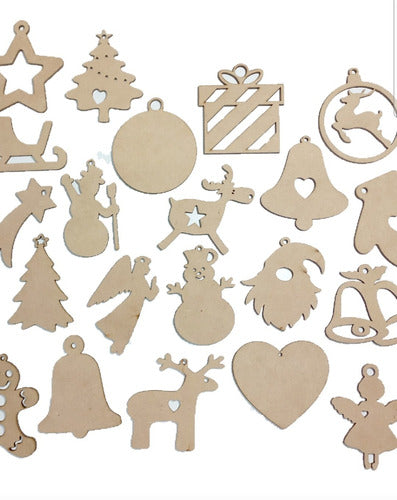 Adornos Colgantes Esferas Navidad Mdf Pack 50 Unidades 1