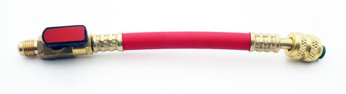 BlueStar Llave Globo Con Manguera Roja De 15cms 1/4 Flare 1