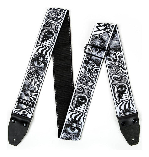 Jim Dunlop I Love Dust Black & White Skulls Guitar Strap 1